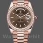 Replica Rolex Day-Date-228345RBR, 40 mm, quadrante marrone cioccolato con motivi diagonali, lunetta con diamanti, Uomo Marrone Cioccolato
