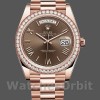 Replica Rolex Day-Date-228345RBR da uomo, 40 mm, quadrante marrone cioccolato romano, lunetta con diamanti, marrone cioccolato da uomo