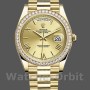 Replica Rolex Day-Date-228348RBR, 40 mm, quadrante romano champagne, lunetta con diamanti, Champagne Uomo
