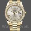 Replica Rolex Day-Date-228348RBR, 40 mm, quadrante romano argentato, lunetta con diamanti, Argento Uomo