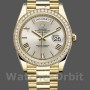 Replica Rolex Day-Date-228348RBR, 40 mm, quadrante romano argentato, lunetta con diamanti, Argento Uomo