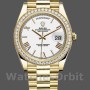 Replica Rolex Day-Date-228348RBR, 40 mm, quadrante bianco romano, lunetta con diamanti, Uomo Bianco