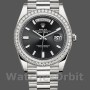 Replica Rolex Day-Date-228349RBR, 40 mm, quadrante nero, lunetta con diamanti, Nero Uomo