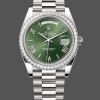 Replica Rolex Day-Date-228349RBR, 40 mm, quadrante verde romano, lunetta con diamanti, Uomo Verde