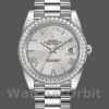 Replica Rolex Day-Date-228349RBR, 40 mm, quadrante romano argentato, lunetta con diamanti, Argento Uomo