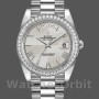 Replica Rolex Day-Date-228349RBR, 40 mm, quadrante romano argentato, lunetta con diamanti, Argento Uomo