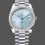 Replica Rolex Day-Date-228396TBR 0030, 40 mm, quadrante blu ghiaccio, platino, lunetta di diamanti, Uomo Blu Ghiaccio