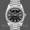 Replica Rolex Day-Date-228396TBR, 40 mm, quadrante nero, lunetta con diamanti, Uomo Nero