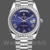 Replica Rolex Day-Date-228396TBR, 40 mm, quadrante blu, platino, lunetta con diamanti, Blu Uomo