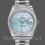 Replica Rolex Day-Date-228396TBR, 40 mm, quadrante con motivo diagonale blu ghiaccio, lunetta con diamanti, Uomo Blu Ghiaccio
