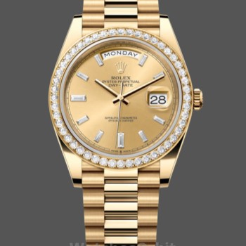 Replica Rolex Day-Date-228398TBR, 40 mm, quadrante champagne con diamanti, lunetta con diamanti, Champagne Uomo