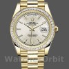 Replica Rolex Day-Date-228398TBR, 40 mm, quadrante argentato con motivo diagonale, lunetta con diamanti, Argento Uomo