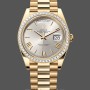 Replica Rolex Day-Date-228398TBR, 40 mm, quadrante argentato con numeri romani, lunetta con diamanti, Argento Uomo