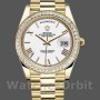 Replica Rolex Day-Date-228398TBR, 40 mm, quadrante bianco con numeri romani, lunetta con diamanti, Uomo Bianco