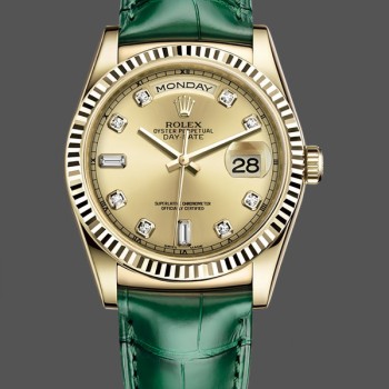 Replica Rolex Day Date 36-m128345RBR 0075 unisex, oro Everose, lunetta con diamanti, marrone Ombreggiato