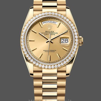 Replica Rolex Day Date 36-m128239 0059 unisex, oro bianco, quadrante bianco, lunetta scanalata, Presidente, bianco