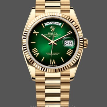 Replica Rolex Day Date 40-M228238 00691, Oro giallo, Quadrante verde Ombre, Quadrante verde Ombre, Uomo