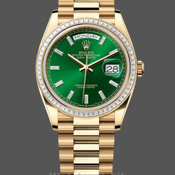 Replica Rolex Day Date 40-M228238 00691, Oro giallo, Quadrante verde Ombre, Quadrante verde Ombre, Uomo