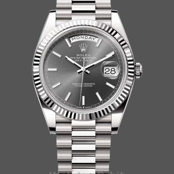 Replica Rolex Day-Date 40-M228239 0060, oro bianco 18 carati, quadrante ardesia, quadrante grigio