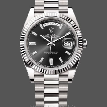 Replica Rolex Day-Date-228239 0005 da uomo, 40 mm, quadrante nero con diamanti, lunetta scanalata, nero da uomo