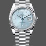 Replica Rolex Day Date 40-228236 0006, Platino, Quadrante Baguette Blu Ghiaccio, Blu Ghiaccio, Uomo
