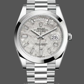 Replica Rolex Day-Date 40-228206 0036, Platino, Quadrante Baguette Meteorite, Quadrante Meteorite, Uomo