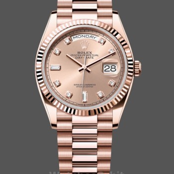 Replica Rolex Day-Date 36mm Unisex-m128235 0009-Dal quadrante oro rosa Everose Rosa Rosa unisex