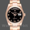 Replica Rolex President Day-Date 36mm Unisex-118205-Dal quadrante nero oro rosa Nero