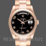 Replica Rolex President Day-Date 36mm Unisex-118205-Dal quadrante nero oro rosa Nero