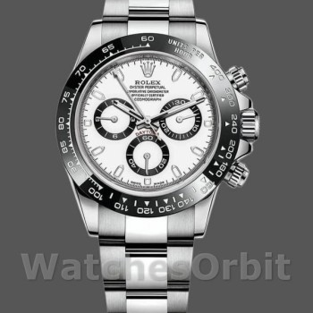 Replica Rolex Cosmograph Daytona 40mm Uomo-116500LN-Acciaio inossidabile-Calendario bianco Bianco