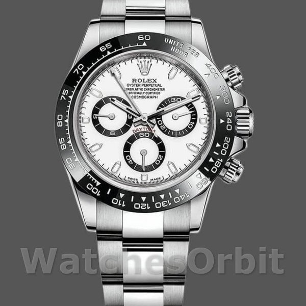 Replica Rolex Cosmograph Daytona 40mm Uomo-116500LN-Acciaio inossidabile-Calendario bianco Bianco