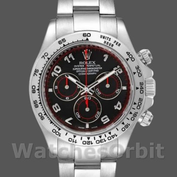 Replica Rolex Cosmograph Daytona-116509 da uomo, 40 mm, oro bianco, quadrante nero arabo, nero da uomo