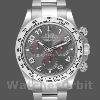 Replica Rolex Cosmograph Daytona-116509, 40 mm, oro bianco, quadrante grigio arabo, Uomo Grigio