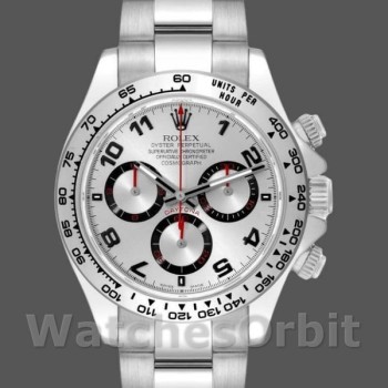 Replica Rolex Cosmograph Daytona-116509, 40 mm, oro bianco, quadrante arabo argento, Uomo Argento