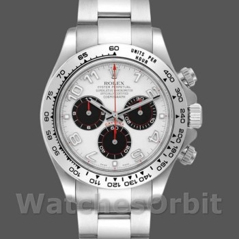 Replica Rolex Cosmograph Daytona-116509 da uomo, 40 mm, oro bianco, quadrante arabo bianco, bianco da uomo