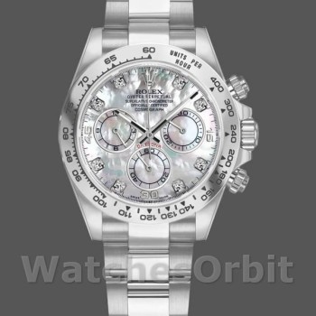 Replica Rolex Cosmograph Daytona-116509 da uomo, 40 mm, quadrante bianco MOP, Uomo MOP