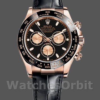 Replica Rolex Cosmograph Daytona 40 mm Uomo-116515-Cinturino in pelle-Comparatore nero Nero