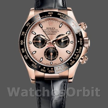Replica Rolex Cosmograph Daytona 40mm Uomo-116515LN-Cinturino in pelle-Componente nero rosa Rosa