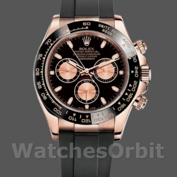 Replica Rolex Cosmograph Daytona 40mm Uomo-116515LN-Dal quadrante nero oro rosa Nero