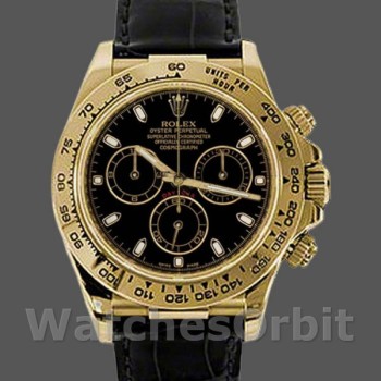 Replica Rolex Cosmograph Daytona 40 mm Uomo-116518-Cinturino in pelle nera Nero