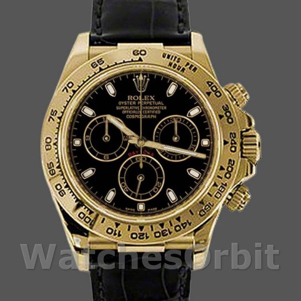 Replica Rolex Cosmograph Daytona 40 mm Uomo-116518-Cinturino in pelle nera Nero