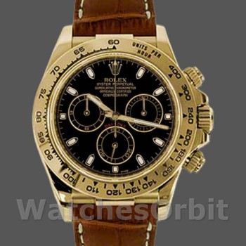 Replica Rolex Cosmograph Daytona 40mm Uomo-116518-Cinturino in pelle marrone Nero
