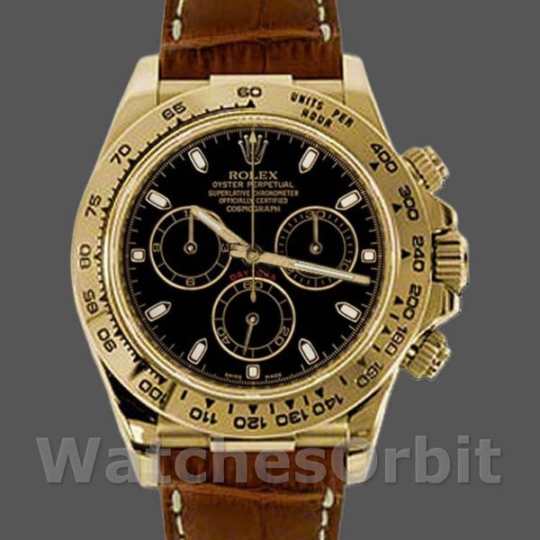 Replica Rolex Cosmograph Daytona 40mm Uomo-116518-Cinturino in pelle marrone Nero
