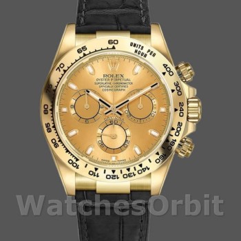 Replica Rolex Cosmograph Daytona 40mm Uomo-116518-Calendario champagne-Ghiera oro giallo Champagne