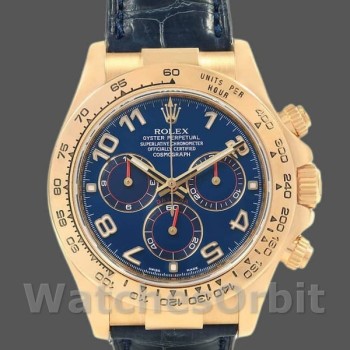 Replica Rolex Cosmograph Daytona 40mm Uomo-116518-Cinturino in pelle-Comparto blu Blu