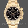 Replica Rolex Cosmograph Daytona-116528 da uomo, 40 mm, quadrante nero con diamanti, Nero da Uomo