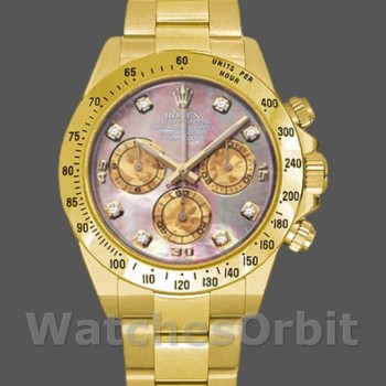 Replica Rolex Cosmograph Daytona-116528, 40 mm, quadrante nero con diamanti MOP, Uomo Nero