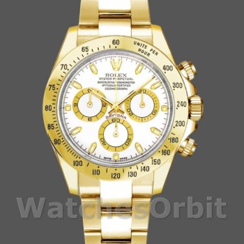 Replica Rolex Cosmograph Daytona-116528, 40 mm, Quadrante bianco, Bianco, Uomo