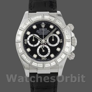 Replica Rolex Cosmograph Daytona-116503 da uomo, 40 mm, quadrante nero con diamanti, Nero da Uomo
