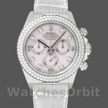 Replica Rolex Cosmograph Daytona-116589, 40 mm, quadrante bianco MOP con diamanti, Uomo MOP